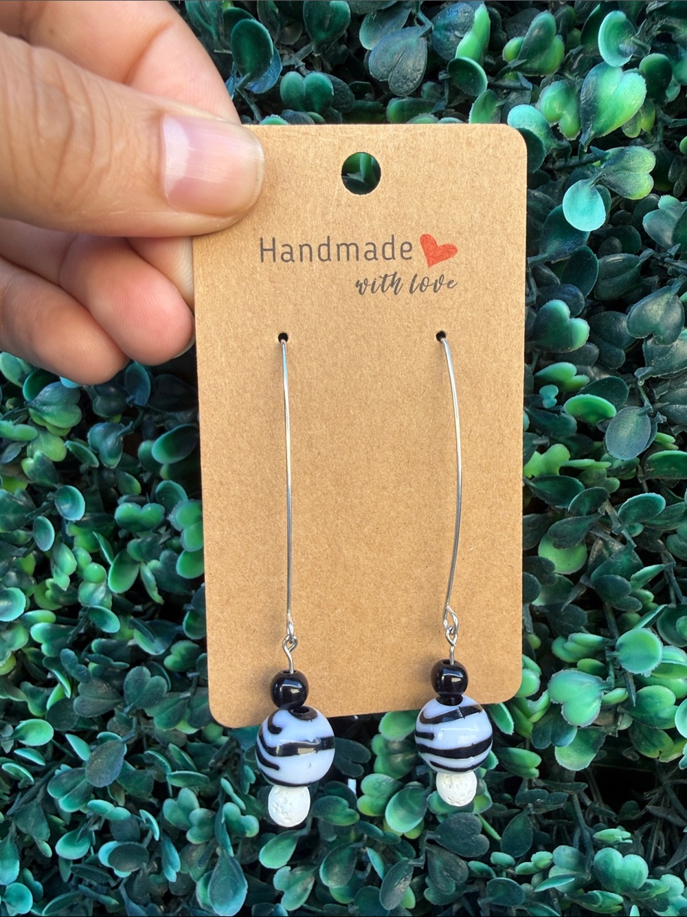 Black & White Bead Drop Earrings